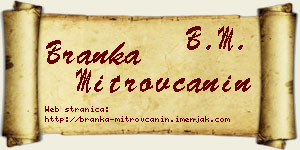 Branka Mitrovčanin vizit kartica